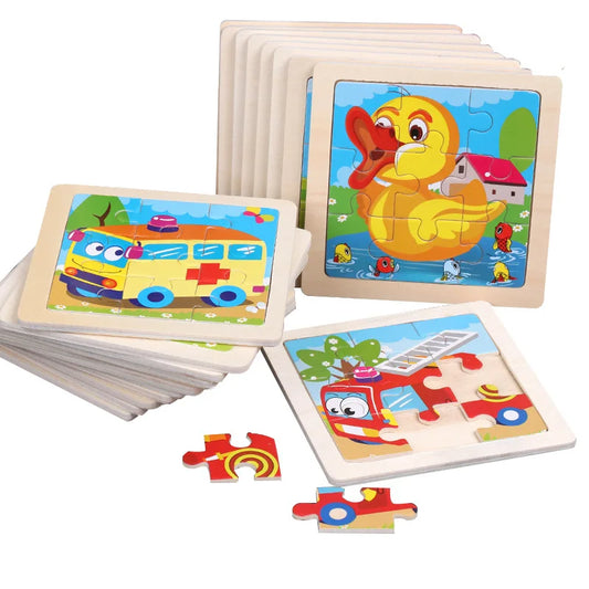 Montessori Holzpuzzle für Kinder – Kognitives Lernspielzeug mit Tier- und Verkehrsthema für 2-3 Jahre