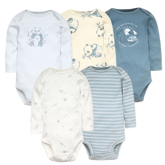 Unisex Body 0-24 Monate, 100% Baumwolle, Langarm, 5er Set