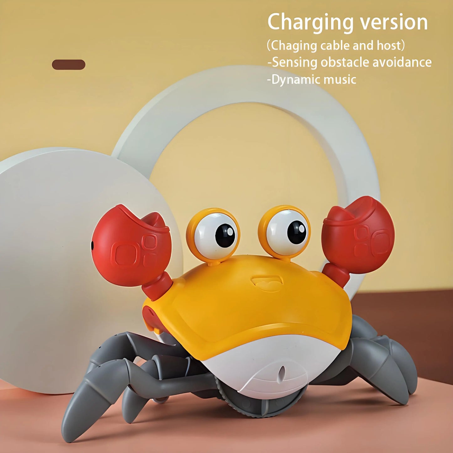 1Stück Fluchtkrabbe mit Auto-Sensing-Funktion für Kinder – Krabbelspielzeug, das Hindernissen ausweicht und Musik spielt