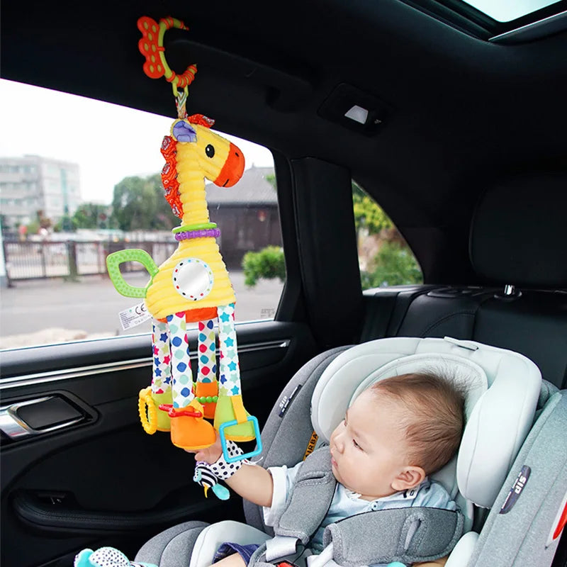 Weiches Plüsch-Rasselspielzeug – Giraffe & Zebra mit Beißring für Babys