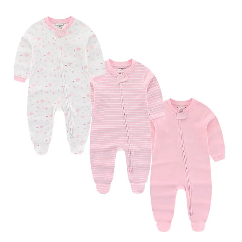 Unisex Strampler 0–24 Monate, 100% Baumwolle, Langarm – Bequem und Hautfreundlich, Set aus 3 Teilen
