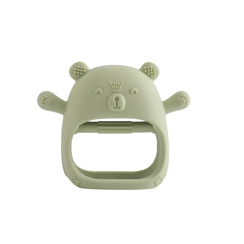 Silicone Baby Teething Mitten – BPA-Free Cartoon Bear Glove for Infants, Soothing Molar Teether, Anti-Scratch & Oral Care Toy