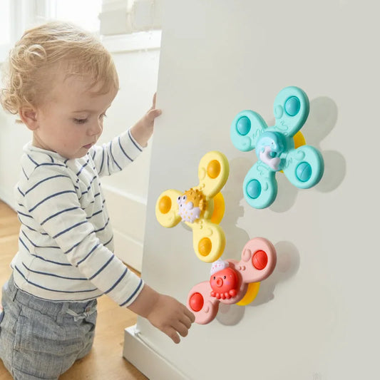 3er-Set Baby Badewannenspielzeug – Lustige Badewannenspielzeuge mit Saugnäpfen, Drehende Rasseln, Pädagogisches Spielzeug mit Saugnäpfen