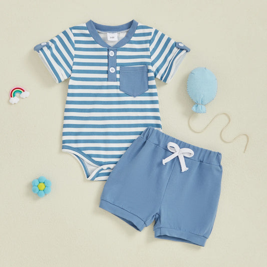 Jungen Baby-Set 0–24 Monate, Kurzarm – Set aus 2 Teilen: Body und kurze Shorts