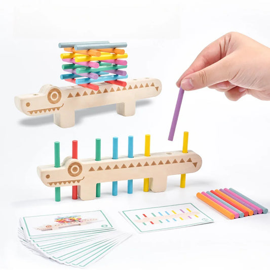 Holz Montessori Farbabstimmung Spiel für Kleinkinder – Lernspielzeug zur Farberkennung und Feinmotorik-Training mit Balance-Sticks