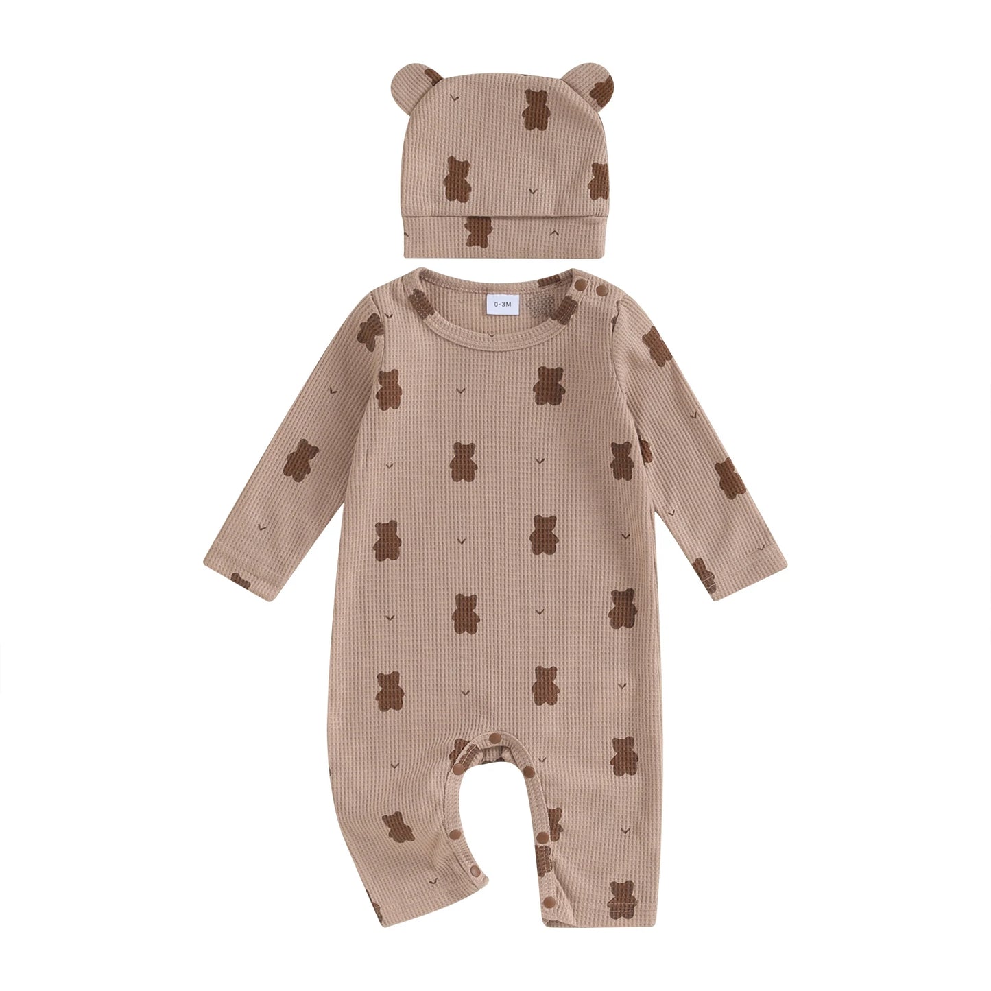 Unisex Strampler 0–24 Monate, Langarm – Mit Passender Mütze für das Baby