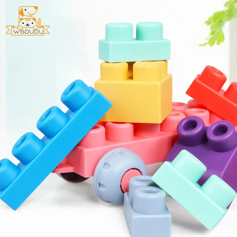 Große Weiche Bauklötze PE Gummi Sichere Stapelbare Bausteine Puzzle Spielzeug für Kleinkinder DIY Spiel Baby Konstruktionswürfel Kinder Geschenk