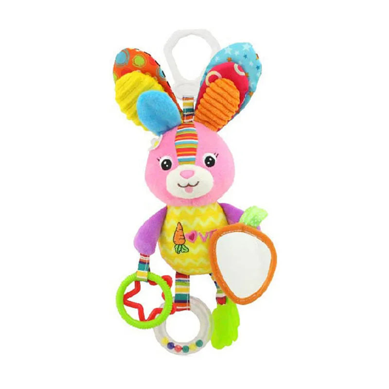 Weiches Plüsch-Rasselspielzeug – Giraffe & Zebra mit Beißring für Babys
