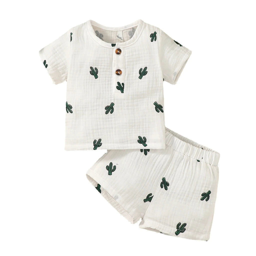 Jungen Baby-Set 0–24 Monate, 100% Baumwolle, Kurzarm – 2-teiliges Set aus T-Shirt und Shorts