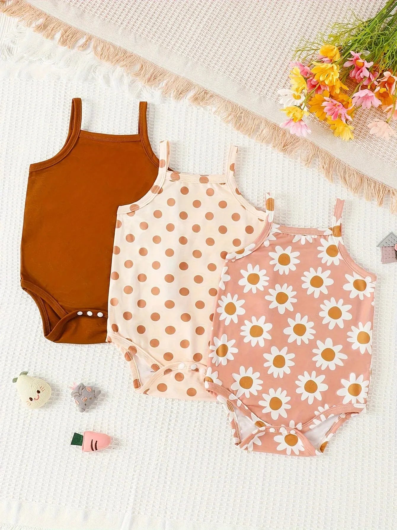 Baby Body Set Mädchen 0–24 Monate, 3 Stück, Kurzarm