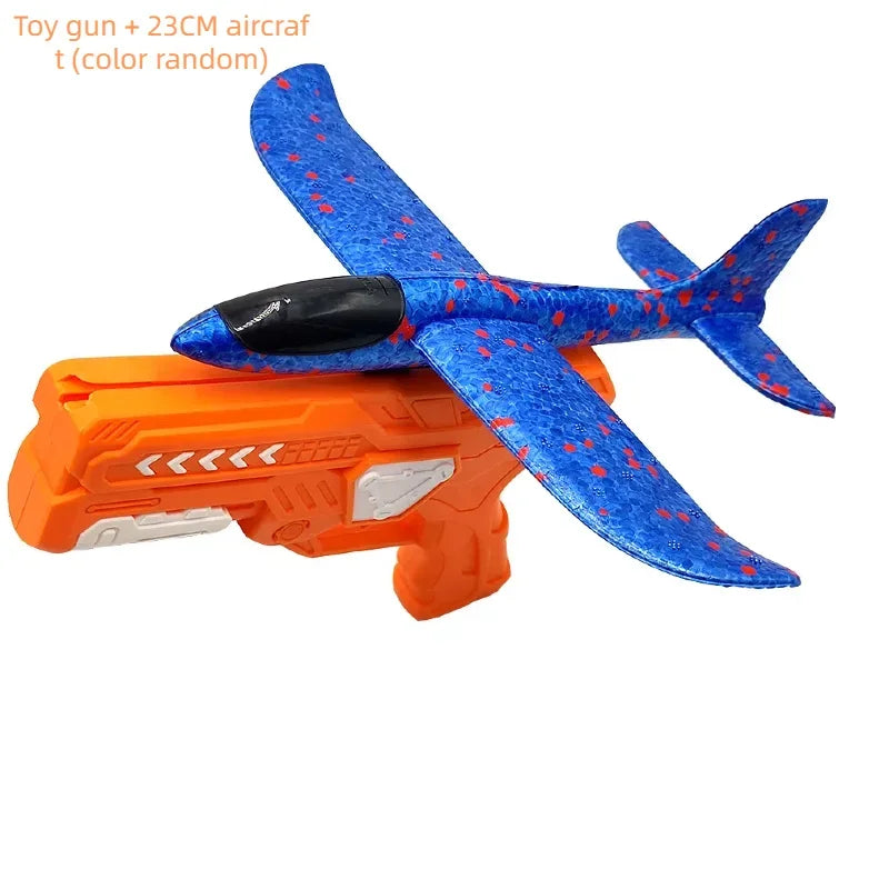 "Kinder Outdoor Spielzeug – Wurfgleiter Flugzeug mit Abschussvorrichtung, Schaumstoffflugzeug mit Katapult Starter – Wurfspiel für draußen"
