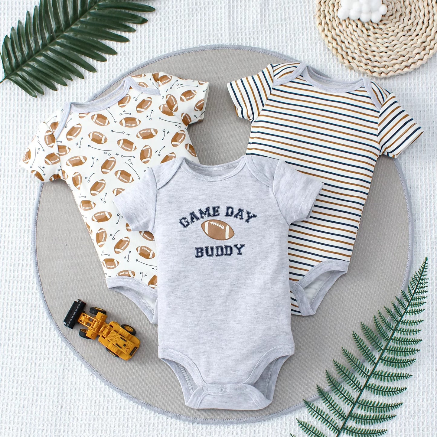 Baby Body für Jungen, 0-24 Monate, Langarm, 100% Baumwolle, 3 Stück