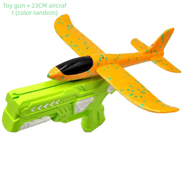 "Kinder Outdoor Spielzeug – Wurfgleiter Flugzeug mit Abschussvorrichtung, Schaumstoffflugzeug mit Katapult Starter – Wurfspiel für draußen"