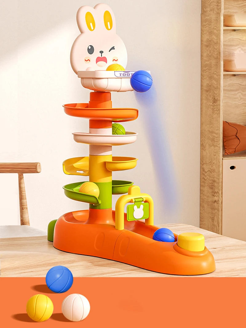 Babys Spielzeug - Rollende Bälle Stapelturm, Pädagogische Montessori Spielzeug für Kleinkinder, Frühkindliche Lernspielzeuge, Drehbare Spin-Turm für Kinder