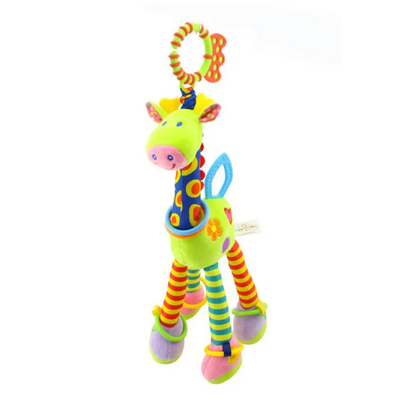 Weiches Plüsch-Rasselspielzeug – Giraffe & Zebra mit Beißring für Babys