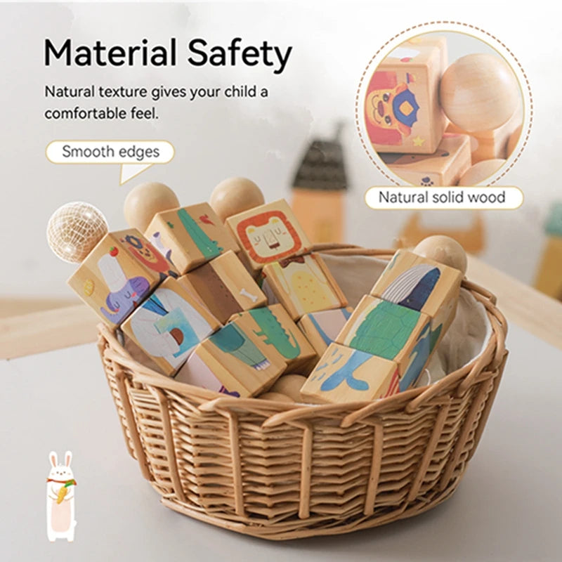 Baby Holz Rotierendes Puzzle Handglocke Spielzeug – Montessori Puzzle, Musik Rassel Spielzeug, Baby Mobile, Neugeborenes Geschenk