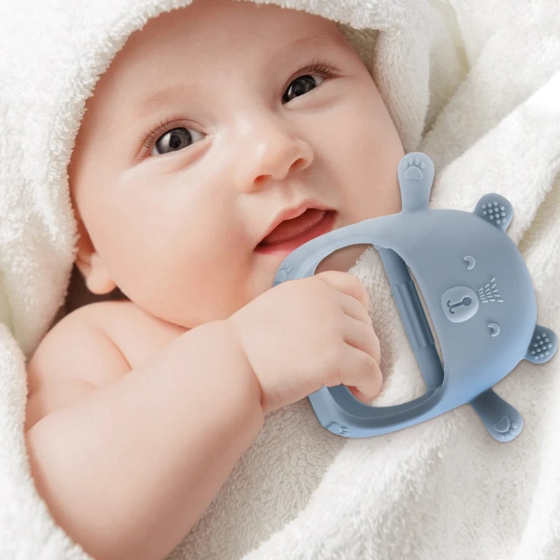 Silicone Baby Teething Mitten – BPA-Free Cartoon Bear Glove for Infants, Soothing Molar Teether, Anti-Scratch & Oral Care Toy