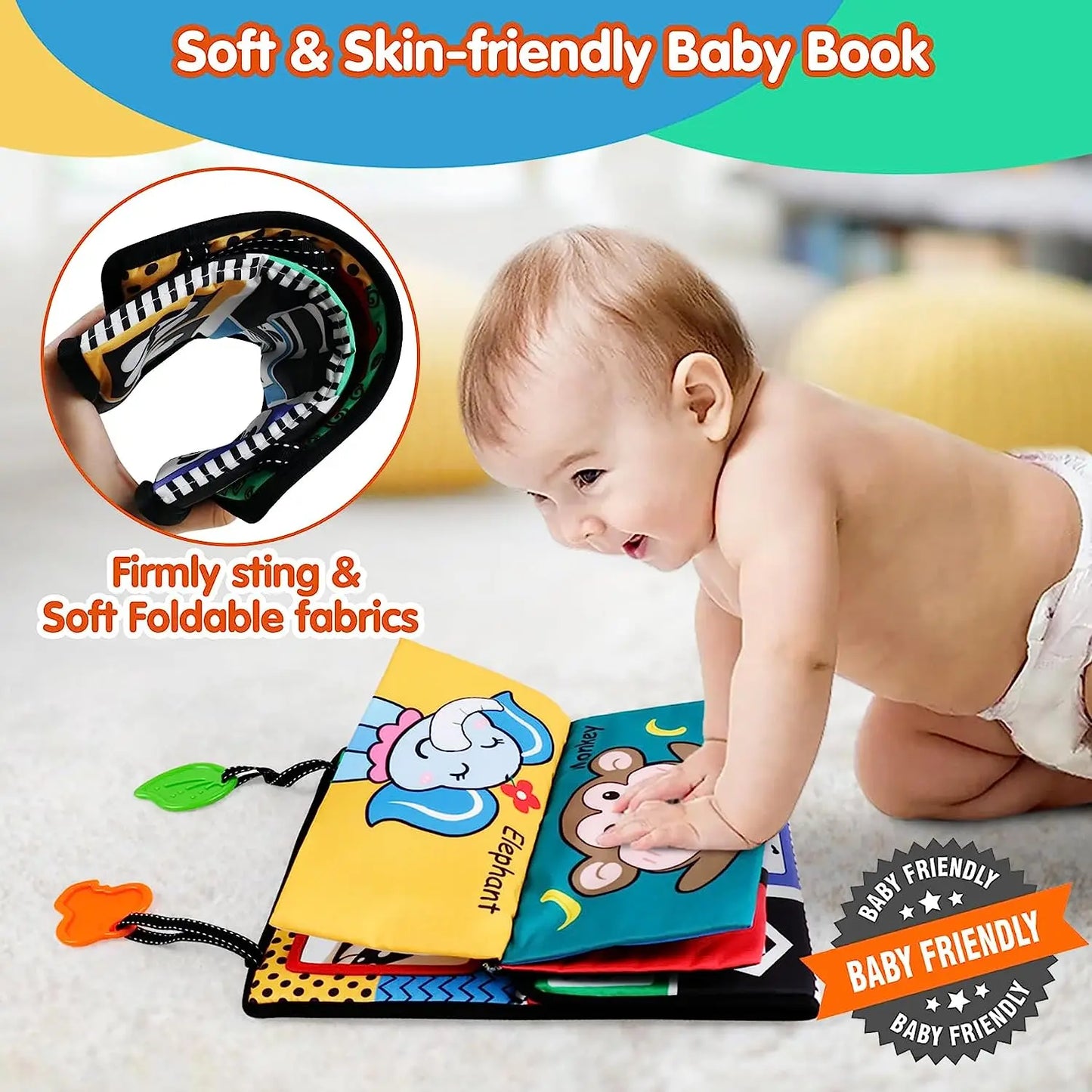 Knisterbuch für Babys – Visuelle Stimulation, Gehirnentwicklungsspielzeug für Neugeborene 0-3 Monate, Spiegelspielzeug für Bauchzeit, Sensorisches Spielzeug für Säuglinge