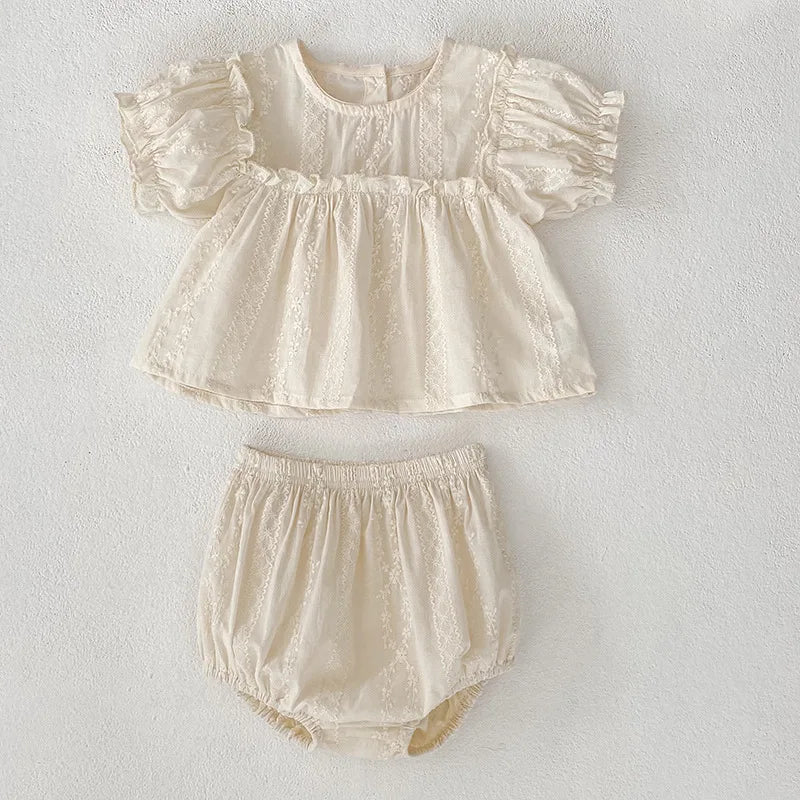 Mädchen Baby-Set 0–24 Monate, 100% Baumwolle, Kurzarm – 2-teiliges Set bestehend aus T-Shirt und Shorts