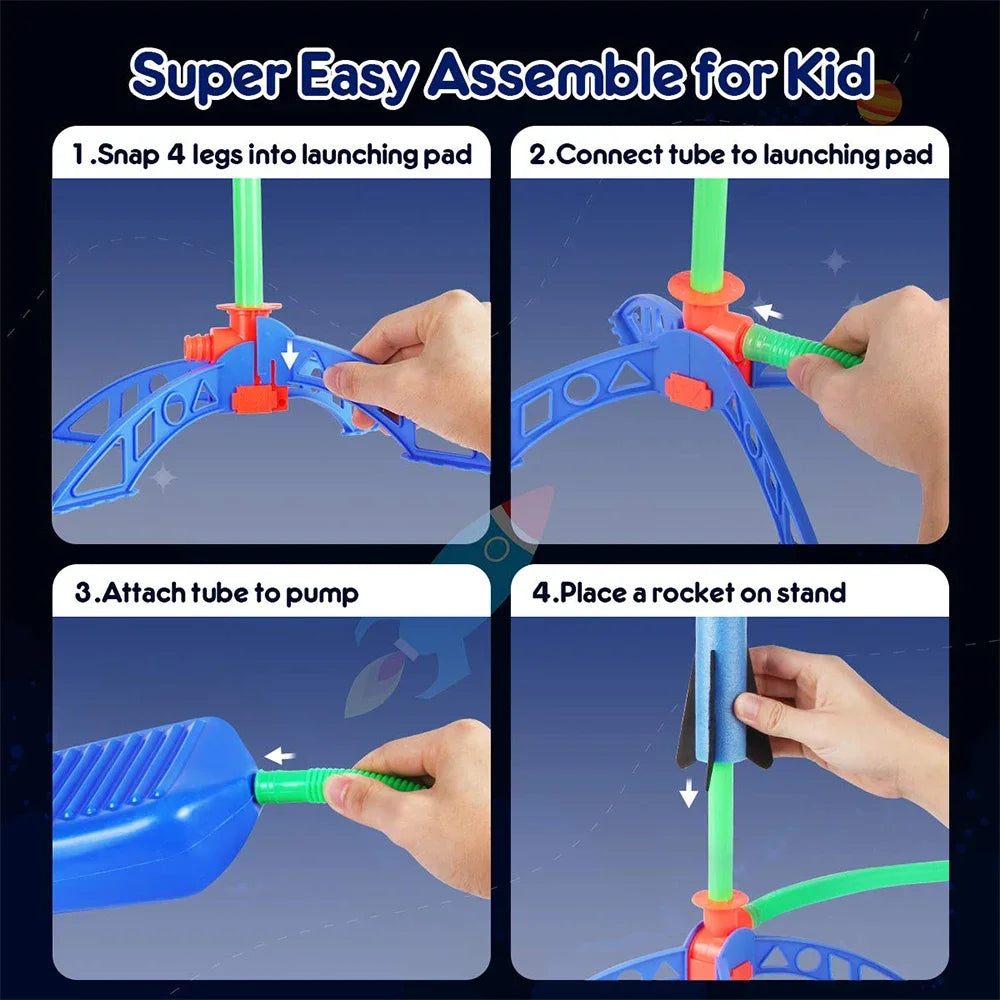 Kinder Raketenwerfer mit Fußpumpe – Luftdruck Spielzeug für Draußen – Stomp Rocket für Geburtstag, Familie & Sportspaß