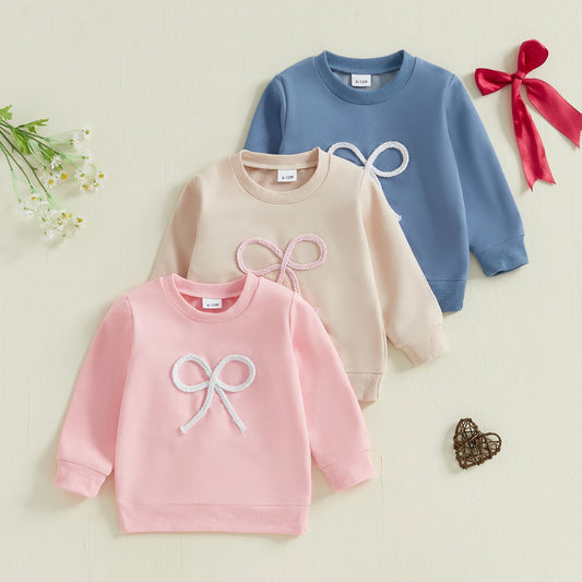 Mädchen Sweatshirt 6 Monate - 4 Jahre mit Schleife, Langarm, Elegant und Bequem