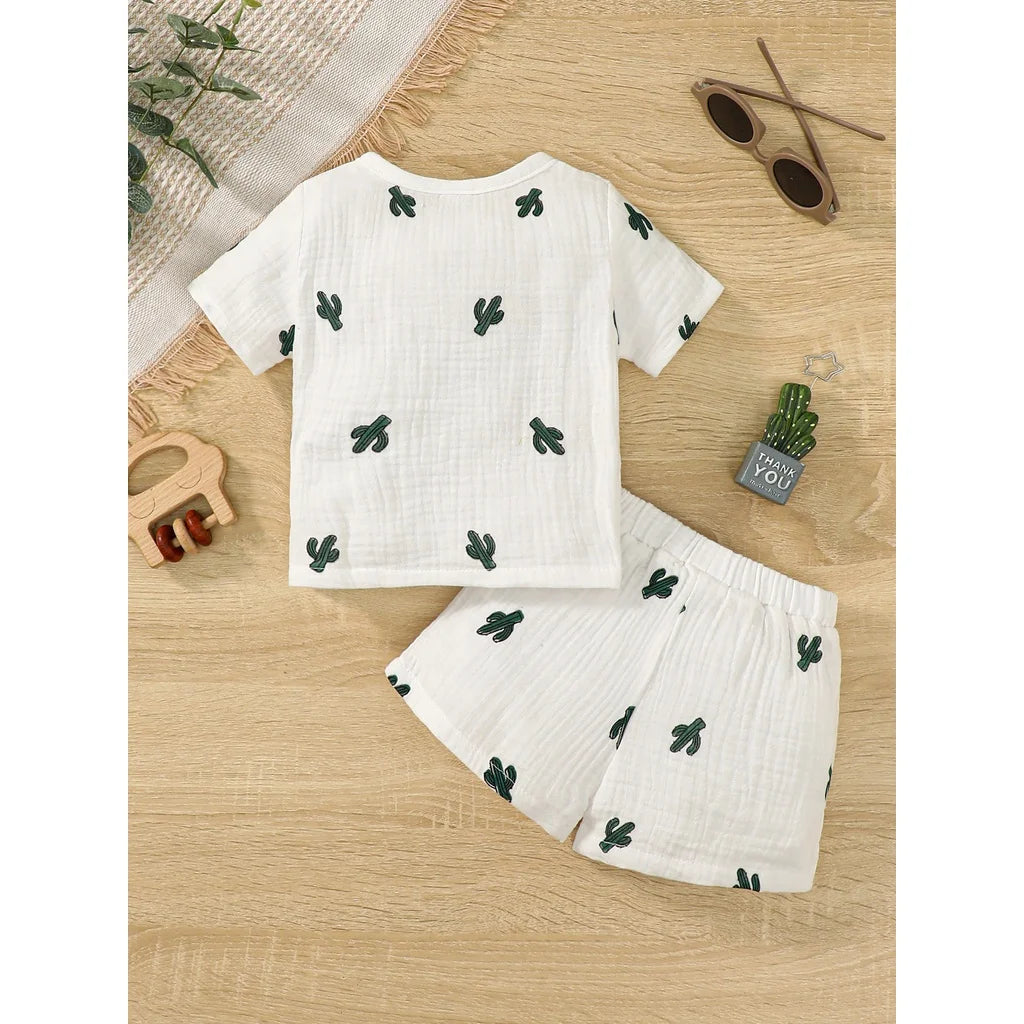 Jungen Baby-Set 0–24 Monate, 100% Baumwolle, Kurzarm – 2-teiliges Set aus T-Shirt und Shorts