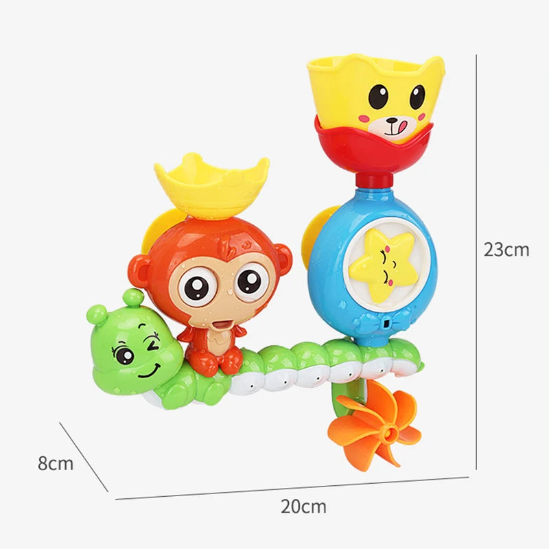 Badespielzeug mit Wand-Saugknopf – Wasserbahn-Spiel für Kinder – Affe & Raupe – Lustiges Duschspielzeug für Badewanne – Geburtstagsgeschenk für Kinder