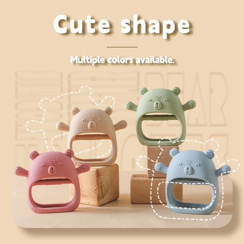 Silicone Baby Teething Mitten – BPA-Free Cartoon Bear Glove for Infants, Soothing Molar Teether, Anti-Scratch & Oral Care Toy