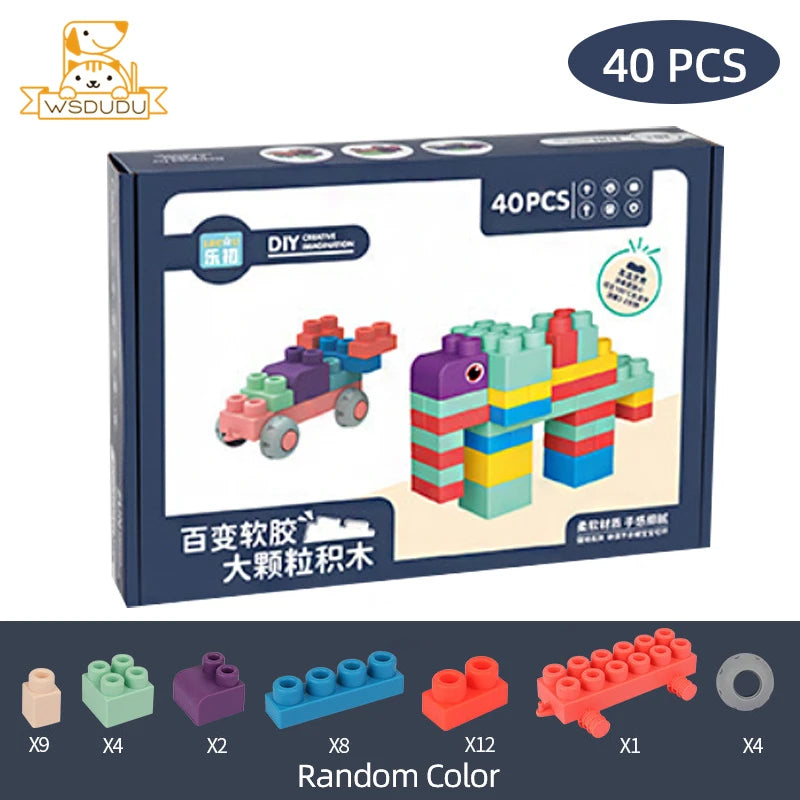 Große Weiche Bauklötze PE Gummi Sichere Stapelbare Bausteine Puzzle Spielzeug für Kleinkinder DIY Spiel Baby Konstruktionswürfel Kinder Geschenk