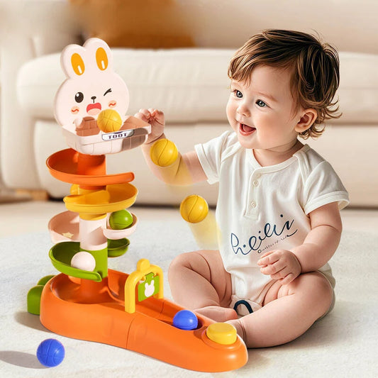 Babys Spielzeug - Rollende Bälle Stapelturm, Pädagogische Montessori Spielzeug für Kleinkinder, Frühkindliche Lernspielzeuge, Drehbare Spin-Turm für Kinder