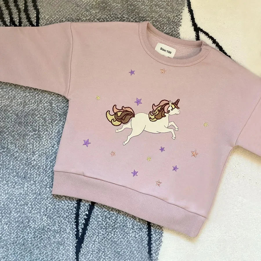 Langarm Sweatshirt für Mädchen – 100% Baumwolle, Bequeme und stylische Pullover für 4-6 Jahre