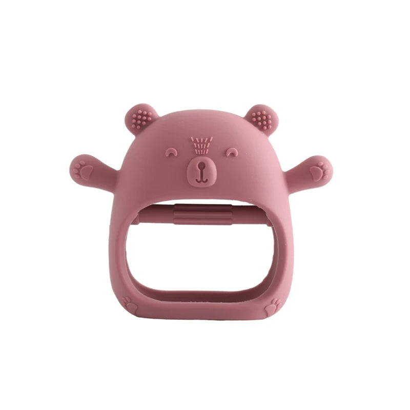 Silicone Baby Teething Mitten – BPA-Free Cartoon Bear Glove for Infants, Soothing Molar Teether, Anti-Scratch & Oral Care Toy