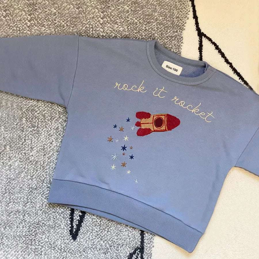 Langarm Sweatshirt für Mädchen – 100% Baumwolle, Bequeme und stylische Pullover für 4-6 Jahre