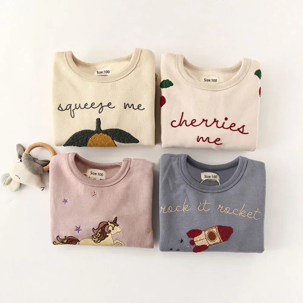 Langarm Sweatshirt für Mädchen – 100% Baumwolle, Bequeme und stylische Pullover für 4-6 Jahre