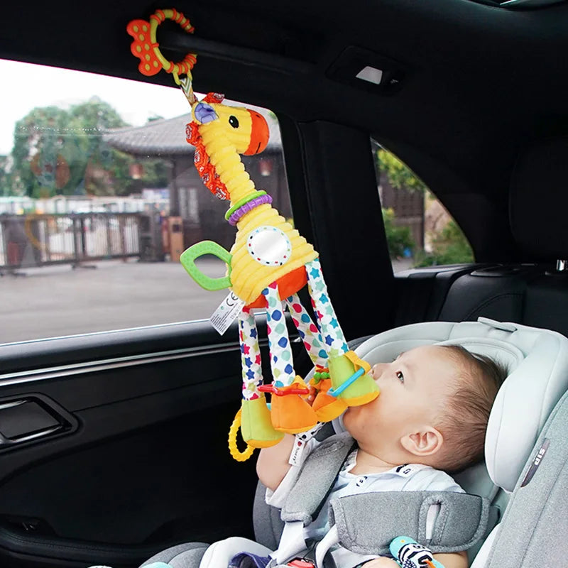 Weiches Plüsch-Rasselspielzeug – Giraffe & Zebra mit Beißring für Babys