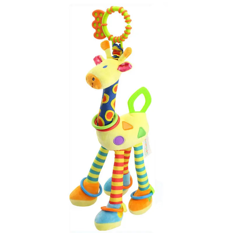 Weiches Plüsch-Rasselspielzeug – Giraffe & Zebra mit Beißring für Babys