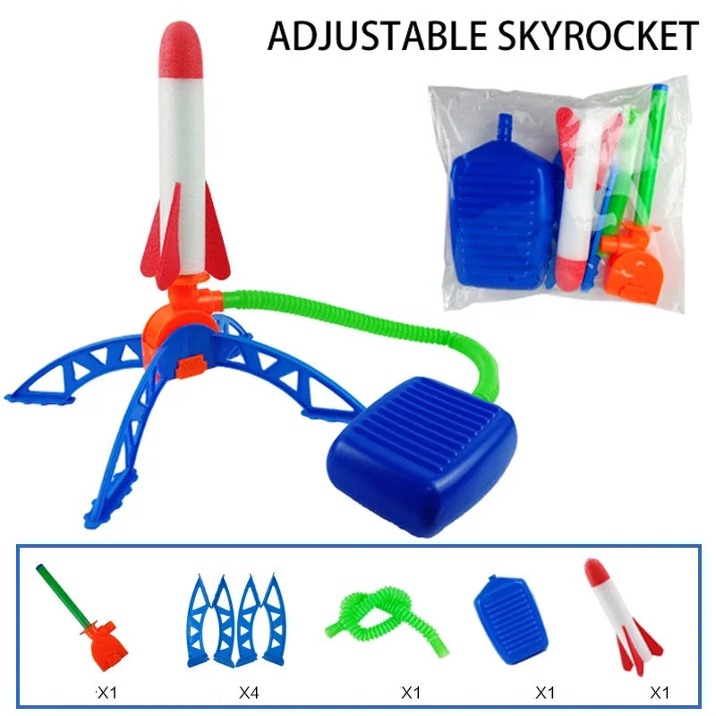 Kinder Raketenwerfer mit Fußpumpe – Luftdruck Spielzeug für Draußen – Stomp Rocket für Geburtstag, Familie & Sportspaß