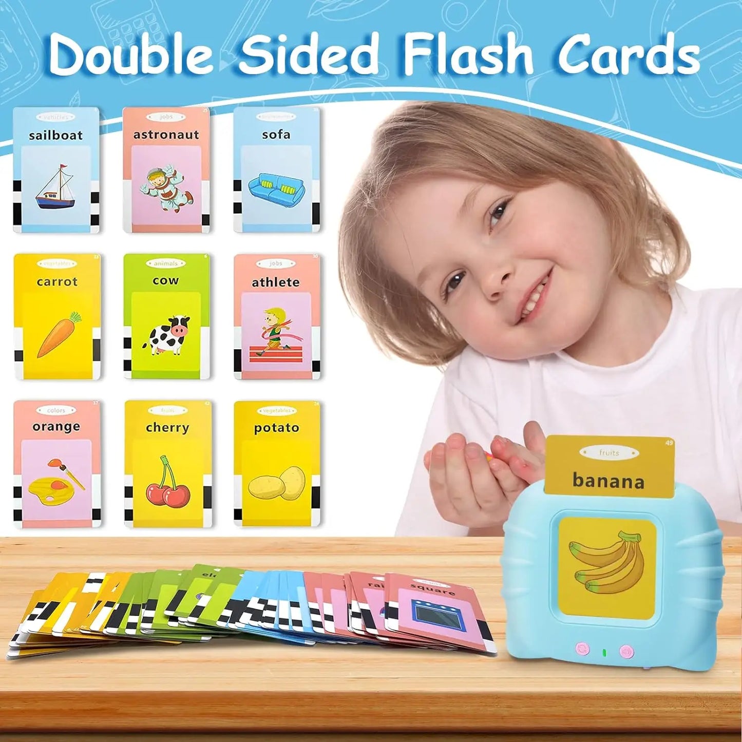 Elektronische Lernkarten für Kinder – Frühpädagogische Flashcards für Vorschulkinder, Montessori Spielzeug, Talking Flashcards für Kleinkinder