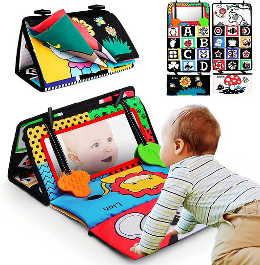 Knisterbuch für Babys – Visuelle Stimulation, Gehirnentwicklungsspielzeug für Neugeborene 0-3 Monate, Spiegelspielzeug für Bauchzeit, Sensorisches Spielzeug für Säuglinge