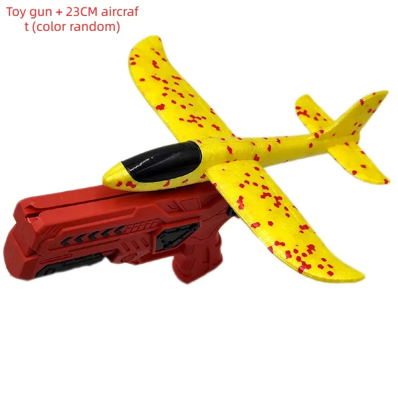 "Kinder Outdoor Spielzeug – Wurfgleiter Flugzeug mit Abschussvorrichtung, Schaumstoffflugzeug mit Katapult Starter – Wurfspiel für draußen"