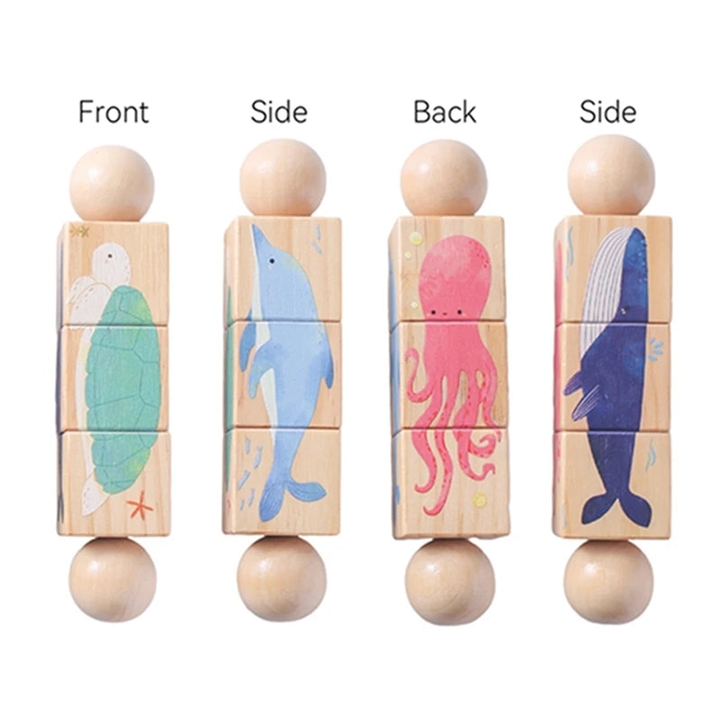 Baby Holz Rotierendes Puzzle Handglocke Spielzeug – Montessori Puzzle, Musik Rassel Spielzeug, Baby Mobile, Neugeborenes Geschenk