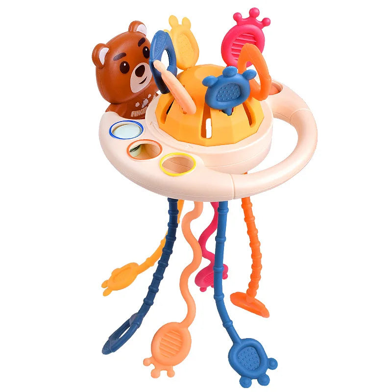 Montessori Silikon Ziehspielzeug – Sensorisches Lernspielzeug für Babys 6–12 Monate – Beiß- & Aktivitätsspielzeug ab 1 Jahr