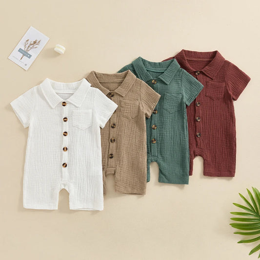 Jungen Strampler 0-24 Monate, 100% Baumwolle, Kurzarm
