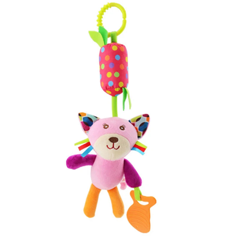 Weiches Plüsch-Rasselspielzeug – Giraffe & Zebra mit Beißring für Babys