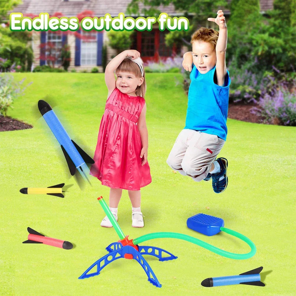Kinder Raketenwerfer mit Fußpumpe – Luftdruck Spielzeug für Draußen – Stomp Rocket für Geburtstag, Familie & Sportspaß