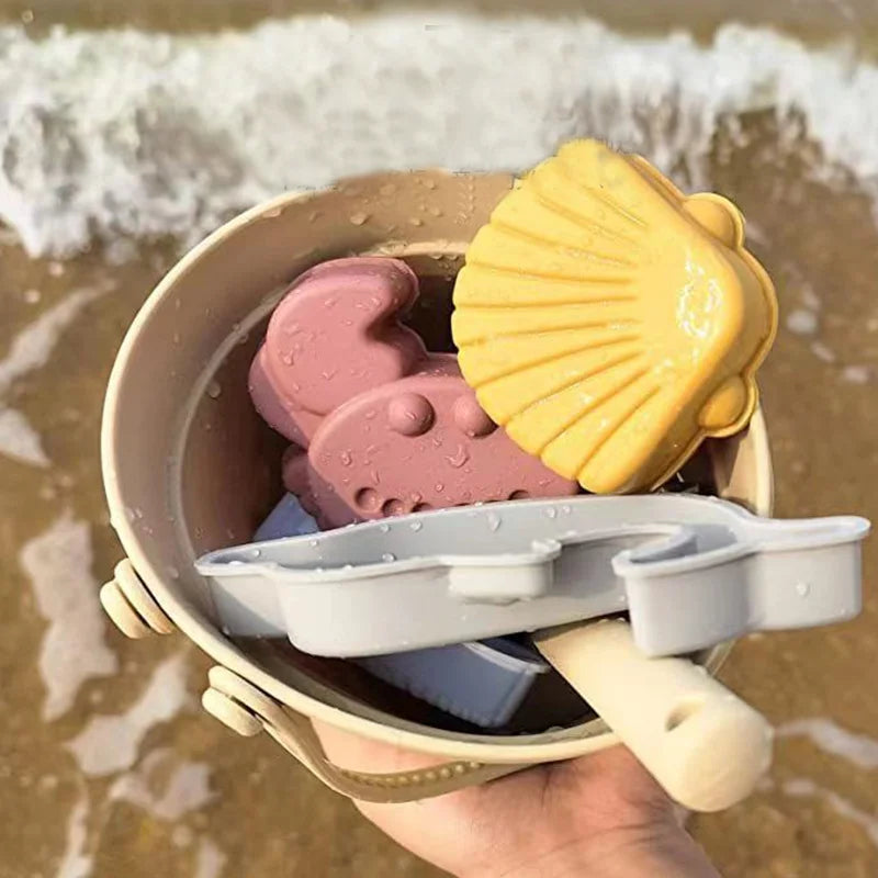 Children Silicone Beach Toy Shovel Ocean Outdoor Parent-child Beach Portable Beach Bucket Durable Sand Digging And Storage Tool