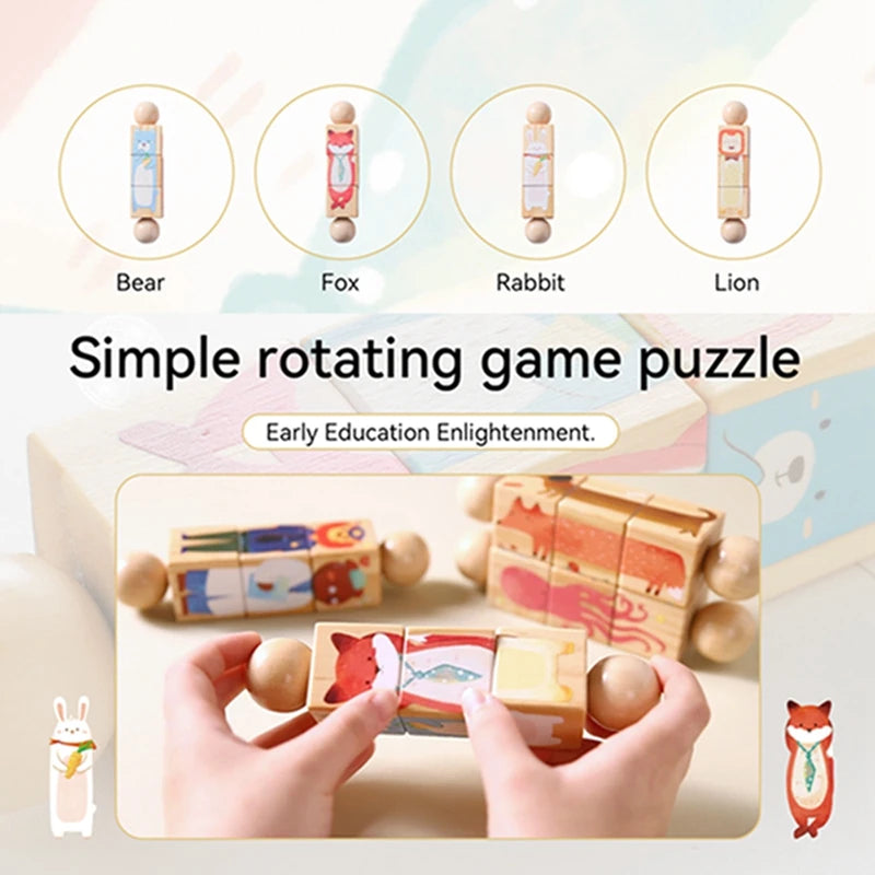 Baby Holz Rotierendes Puzzle Handglocke Spielzeug – Montessori Puzzle, Musik Rassel Spielzeug, Baby Mobile, Neugeborenes Geschenk