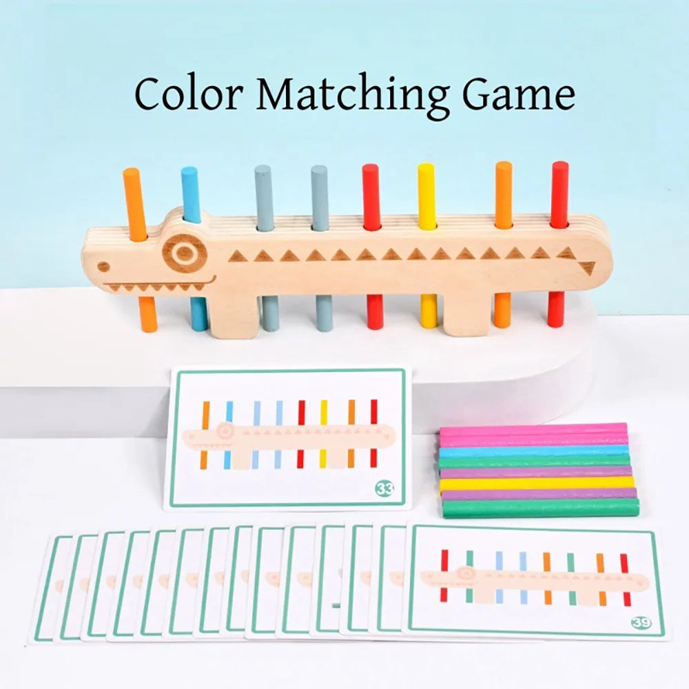 Holz Montessori Farbabstimmung Spiel für Kleinkinder – Lernspielzeug zur Farberkennung und Feinmotorik-Training mit Balance-Sticks