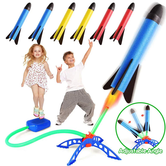 Kinder Raketenwerfer mit Fußpumpe – Luftdruck Spielzeug für Draußen – Stomp Rocket für Geburtstag, Familie & Sportspaß
