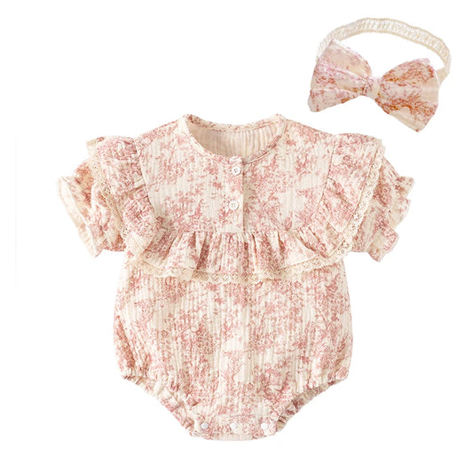 Unisex Baby Body 0-1 Jahr, Kurzarm, 100% Baumwolle, Sommer mit passender Kopfbinde